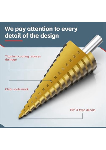 Adım Matkap Bit Seti 3pcs Titanyum Adım Matkap Bitleri Metal Ahşap Pvc A Için Metrik 4mm Ila 32MM Matkap Koni Bitleri (Yurt Dışından) modelleri