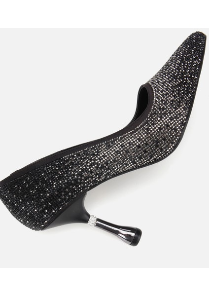 01AYH314780A100 KADIN Siyah Taşlı Ince Topuklu Stiletto