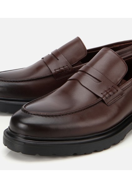 02AYH311980A480 ERKEK Deri Kahverengi Yumuşak Dokulu Klasik Loafer modelleri