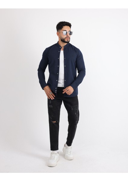 Likralı Gabardin Kot Casual Şık Erkek Gömlek