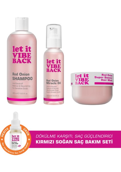 Kırmızı Soğan Özlü Dökülme Karşıtı Saç Bakım Seti 3’lü – Şampuan 400 Ml+Maske 275 Ml+Serum 100 ml modelleri