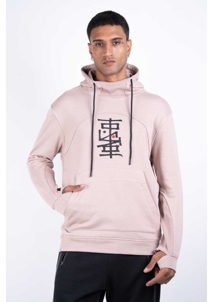 Erkek Regular Fit Kesim Detaylı Kapüşonlu Siyah Sweatshirt
