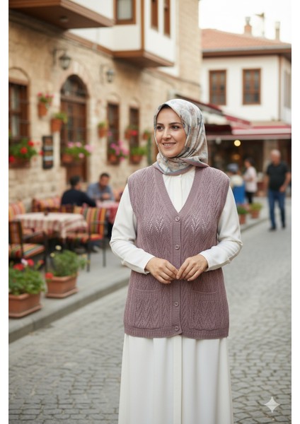 Kadın Kışlık Pamuklu Triko Klasik Örme Anne Yelek Düğmeli Çift Cepli Rahat Kesim Likralı fiyatları