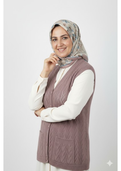 Kadın Kışlık Pamuklu Triko Klasik Örme Anne Yelek Düğmeli Çift Cepli Rahat Kesim Likralı modelleri