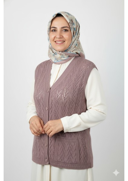Kadın Kışlık Pamuklu Triko Klasik Örme Anne Yelek Düğmeli Çift Cepli Rahat Kesim Likralı fırsatları