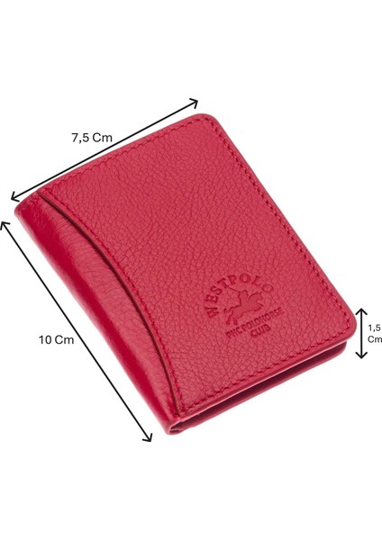 Hakiki Deri Unisex Kartlık - Kırmızı