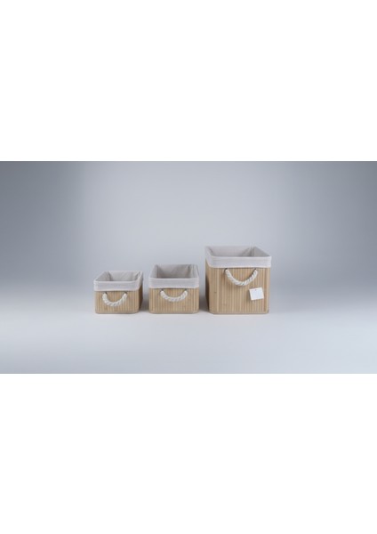 Bambu Organizer Çok Amaçlı Sepet 3'lü