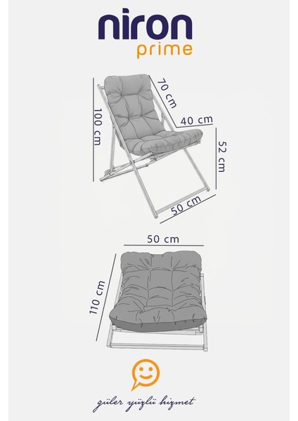 Napper Katlanabilir Turuncu Şezlong - Su Geçirmez Kumaş, Metal Iskelet, Balkon ve Bahçe Sandalyesi