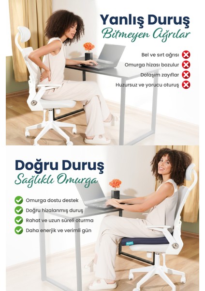 Kare Ortopedik Visco Oturma Minderi – Bel, Basen ve Baldır Destekli %100 Visco Minder - 45X43X6CM fiyatları