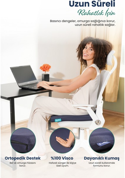 Kare Ortopedik Visco Oturma Minderi – Bel, Basen ve Baldır Destekli %100 Visco Minder - 45X43X6CM modelleri