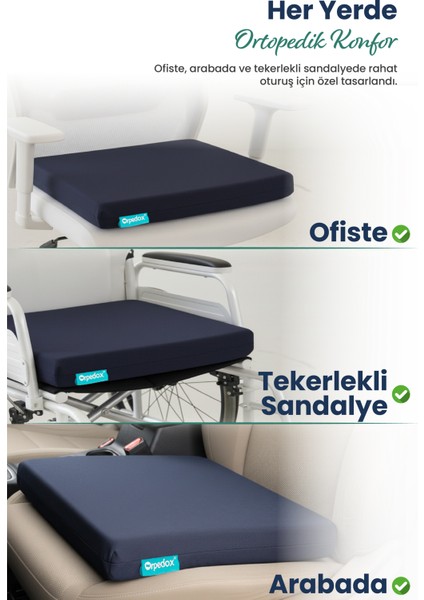 Kare Ortopedik Visco Oturma Minderi – Bel, Basen ve Baldır Destekli %100 Visco Minder - 45X43X6CM indirimleri