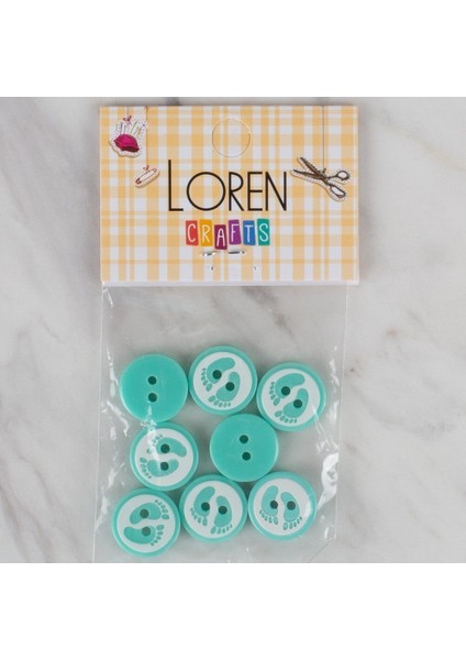 Loren Crafts Yeşil 8 Li Ayak Izi Düğme - 442