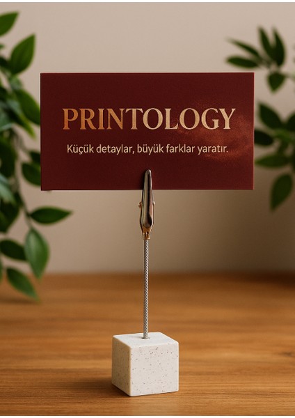 Metal Not Tutucu Metal Kıskaçlı Notluk Mermer Desenli Masaüstü Not Tutacağı