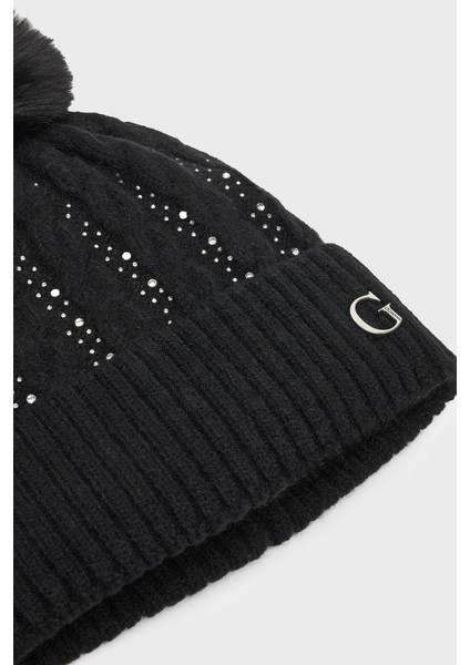 Knitted Taşlı Örgülü Bere AW5385POL01 Bayan Bere AW5385 POL01 Bla modelleri