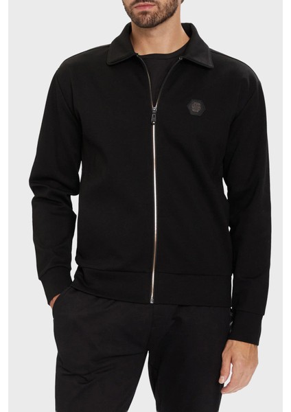 Pamuklu Relaxed Fit Ceket Yaka Logolu Fermuarlı Sweat Erkek Sweat 50543881 001