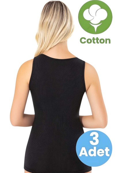 Kadın 3'lü Geniş Askılı V Kesim Detaylı Kaşkorse Atlet