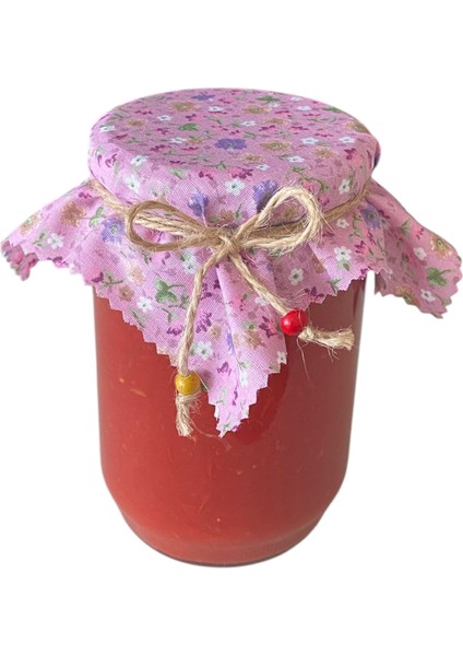 10 Adet Çıtır Çiçekli Kavanoz Kapağı Örtüsü ve Boncuklu Bağlama Ipi