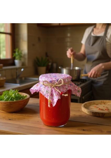 10 Adet Çıtır Çiçekli Kavanoz Kapağı Örtüsü ve Boncuklu Bağlama Ipi fiyatları