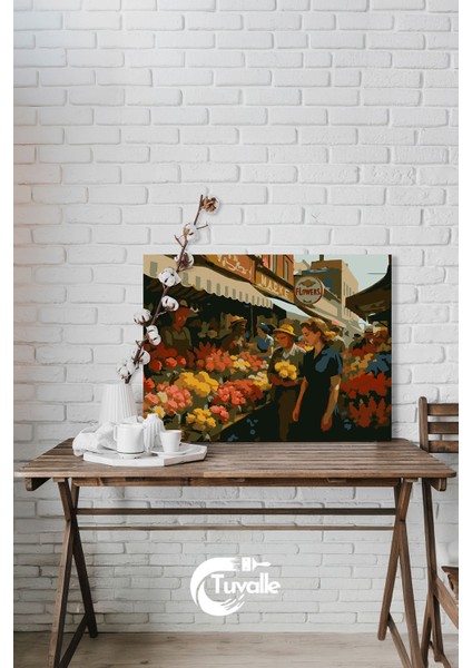 Renklerin Pazarı Sayılarla Boyama Seti, Hobi Seti, 40X50 Tablo, Fırça Boya, Numaralı Tuval fiyatları