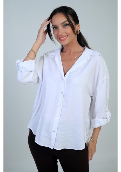 Kadın Kol Katlamalı Lyocell Gömlek modelleri