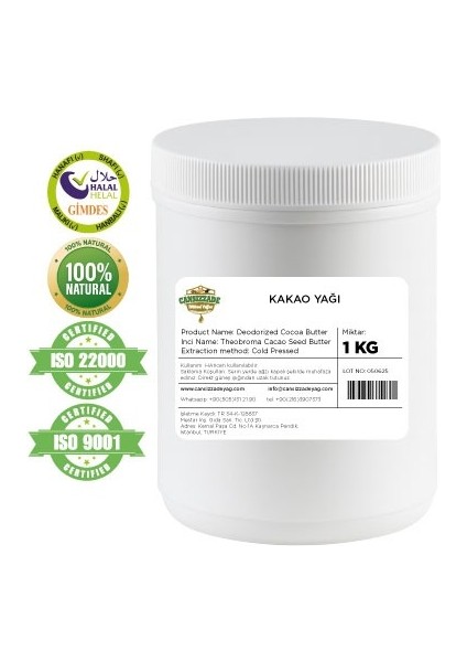 Kakao Yağı Cocoa Butter 1 kg