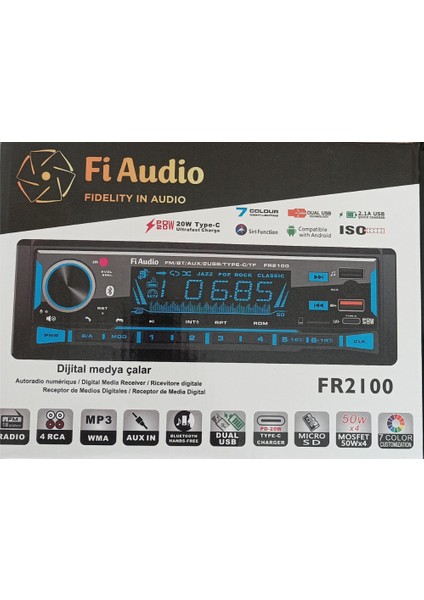 FR-2100 Oto Teyp – 4×50 W, Bluetooth, , 2×usb Type-C, Sd, Fm, Aux