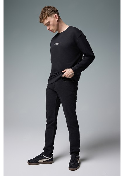 Edward Black Slim Straight Jean Pantolon-Black