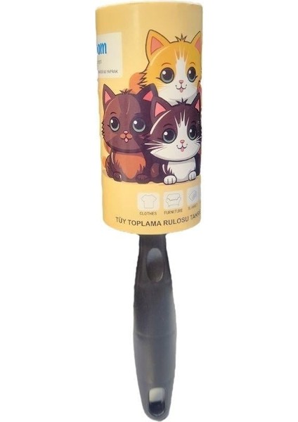 Yapışkanlı Kedi Köpek Tüy Toz Saç Toplayıcı Rulo Aparatı (60 Yaprak)