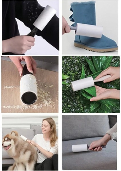 Yapışkanlı Kedi Köpek Tüy Toz Saç Toplayıcı Rulo Aparatı (60 Yaprak)