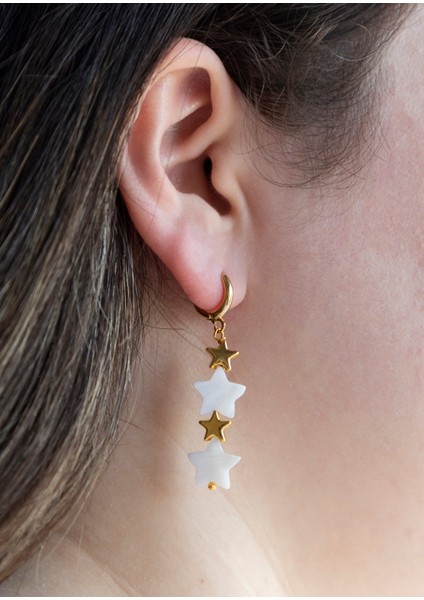 Yıldız Sedef Taşı Küpe modelleri