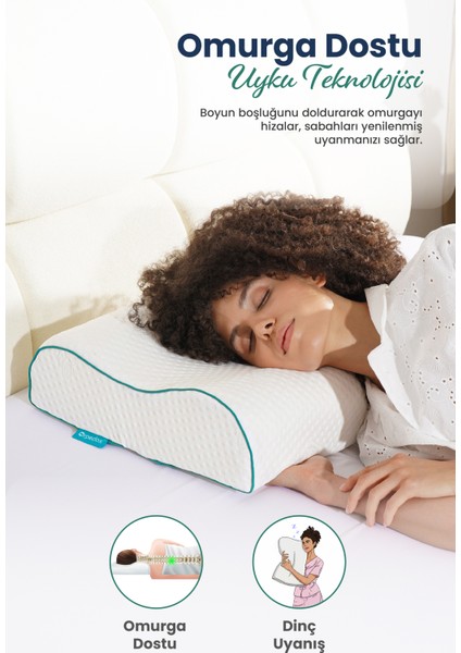 Çift Boyun Destekli Ortopedik Visco Yastık 52X32X12-10CM fiyatları