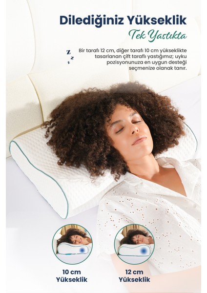 Çift Boyun Destekli Ortopedik Visco Yastık 52X32X12-10CM fırsatları