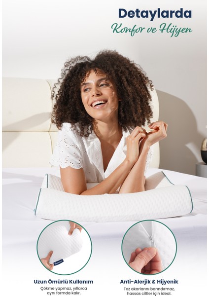 Çift Boyun Destekli Ortopedik Visco Yastık 52X32X12-10CM