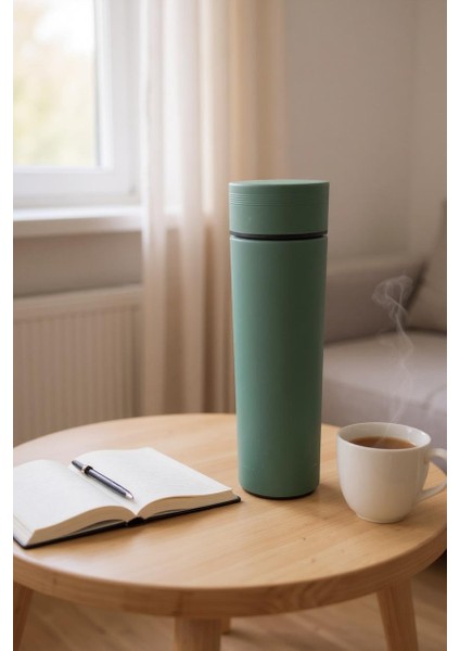 Frefly Store Vvakumlu Sıcak Soğuk Süt Kahve Su 500ML Termos Açık Yeşil