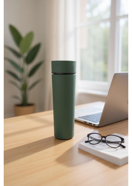 Frefly Store Vvakumlu Sıcak Soğuk Süt Kahve Su 500ML Termos Açık Yeşil