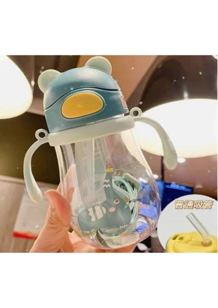 250ML Bpa'sız Pipetli Bebek Suluk Kulaklı Kollu Yumuşak Pipetli Bebek Su Şişesi Bebek Biberon Matara