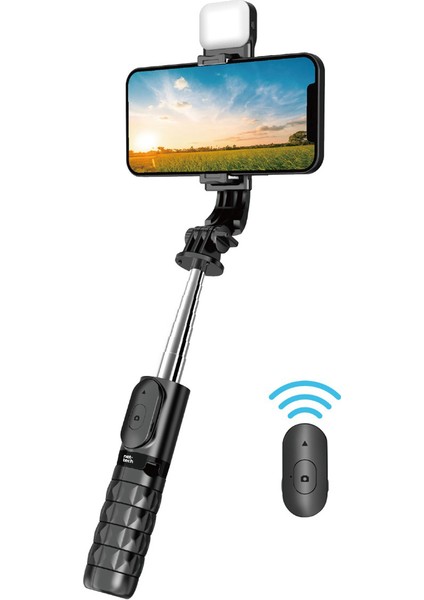 Premium Tek Işıklı Selfie Tripod(Pro Vlogger Set)Tripod + Selfie Çubuk + Uzun Ayak,dimmelı Led(Siyah fiyatları