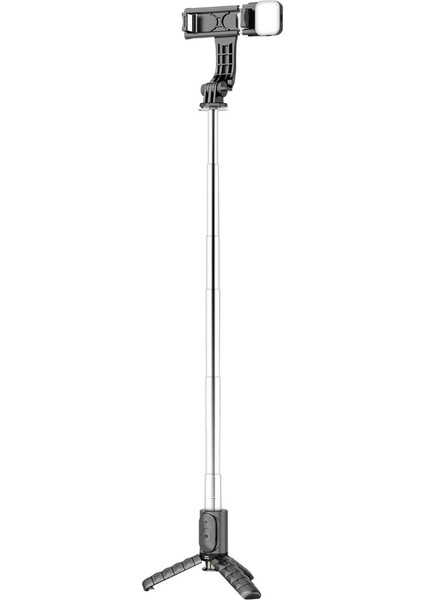 Premium Tek Işıklı Selfie Tripod(Pro Vlogger Set)Tripod + Selfie Çubuk + Uzun Ayak,dimmelı Led(Siyah indirimleri