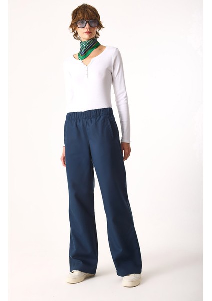Beli Lastikli Pantolon(Tencel)(Tm)-Lacivert fırsatları
