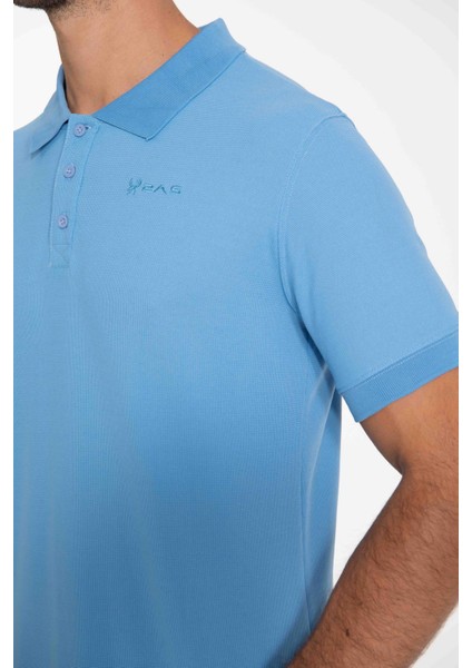 Teal Polo Yaka Erkek Tişört Mavi