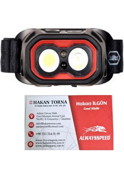 Hk-- Rico 013-RC0042 Şarjlı LED Kafa Lambası 800 Lümen - Kamp, Balıkçılık ve Tamir Için