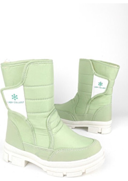 Günlük Içi Termal Kaydırmaz Taban Cırtlı Yeşil Kadın Kar Botu
