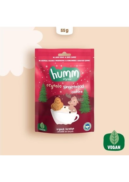 Humm Organik Zencefilli ve Tarçınlı Vegan Kurabiye 55 gr