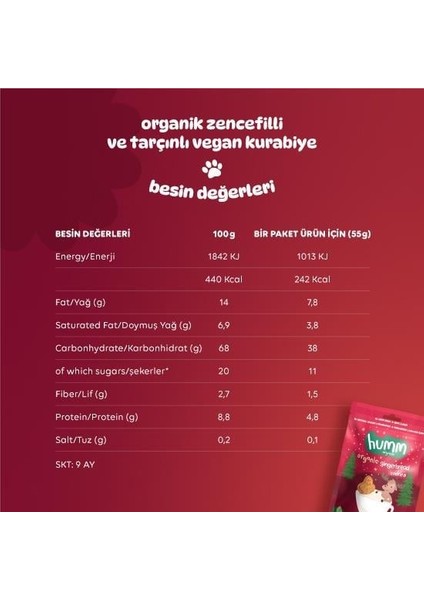 Humm Organik Zencefilli ve Tarçınlı Vegan Kurabiye 55 gr indirimleri
