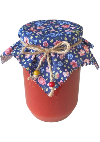 10 Adet Çıtır Çiçekli Kavanoz Kapağı Örtüsü ve Boncuklu Bağlama Ipi