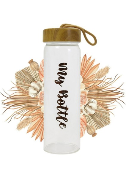 My Bottle 550 ML Gold Bambu Kapaklı Borosilikat Cam Matara
