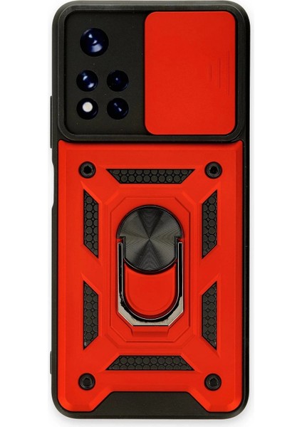 Xiaomi Redmi Note 11T Kılıf Pars Lens Yüzüklü Silikon - Kırmızı modelleri