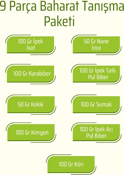 9 Parça Ekonomik Baharat Paketi fiyatları
