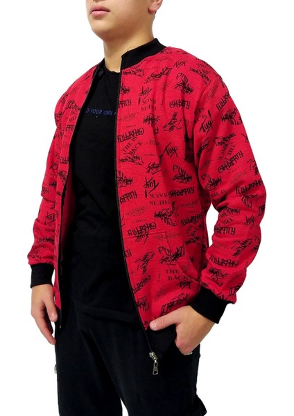 Erkek Kırmızı Sweatshirt Uzun Kol Rahat Kullanım İçin Geniş Kalıp Tasarım