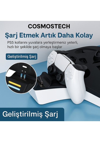 Ps5 Vr2 Sanal Gerçeklik Gözlüğü Uyumlu Şarj Standı – Hızlı Şarj Istasyonu, Kulaklık & Vr gözlük aparatlı